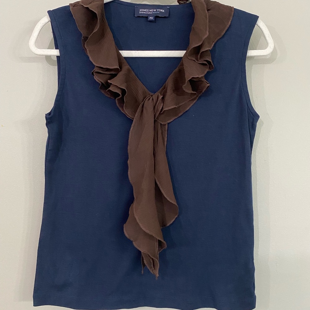 Jones New York casual top ,blue color , size PS , - Picture 6 of 8